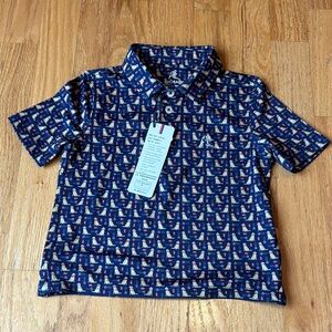 NEW Kids Navy Polo Shirt with Dog Print